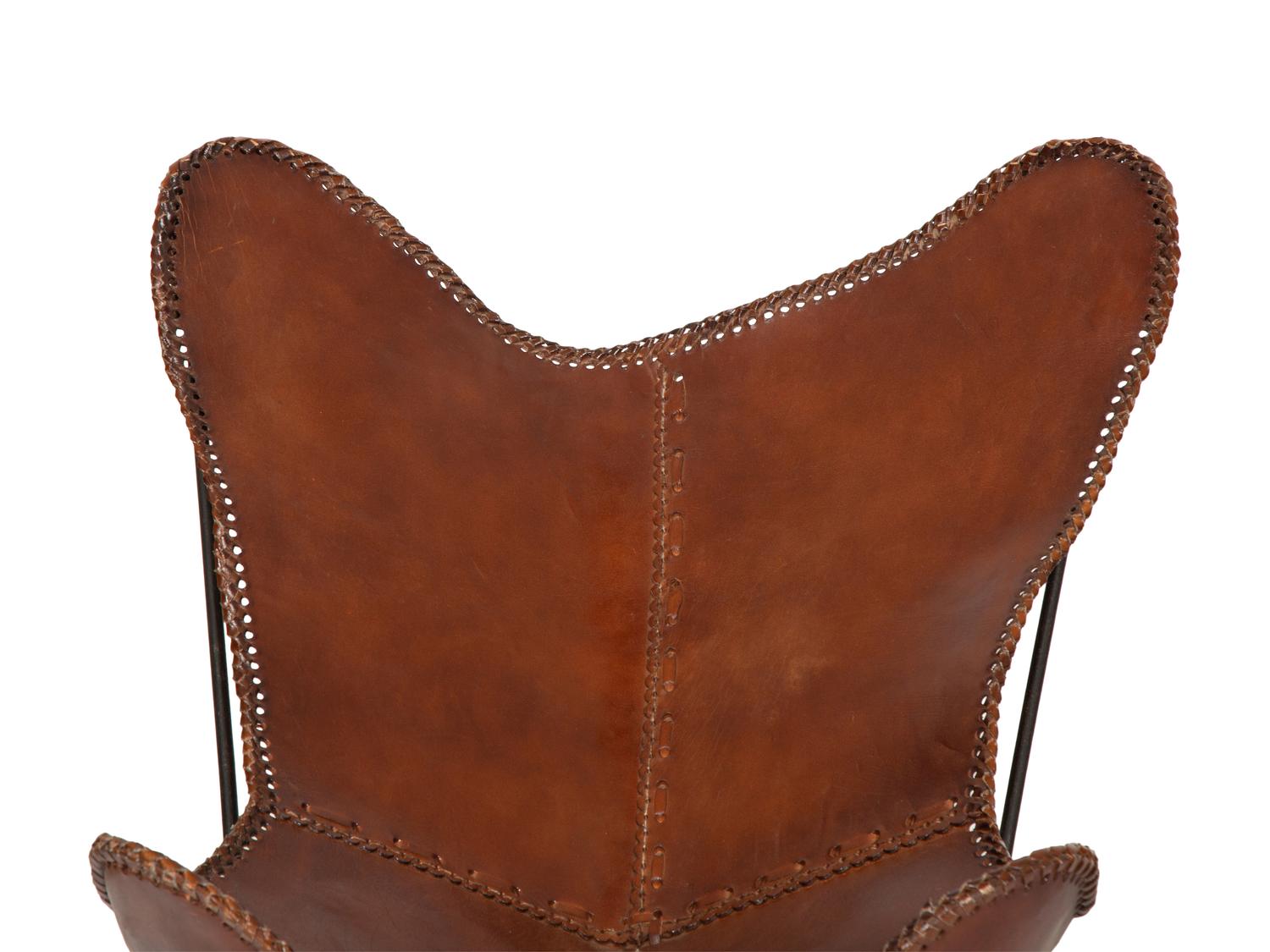 A Pair of Steel and Leather Butterfly Chairs