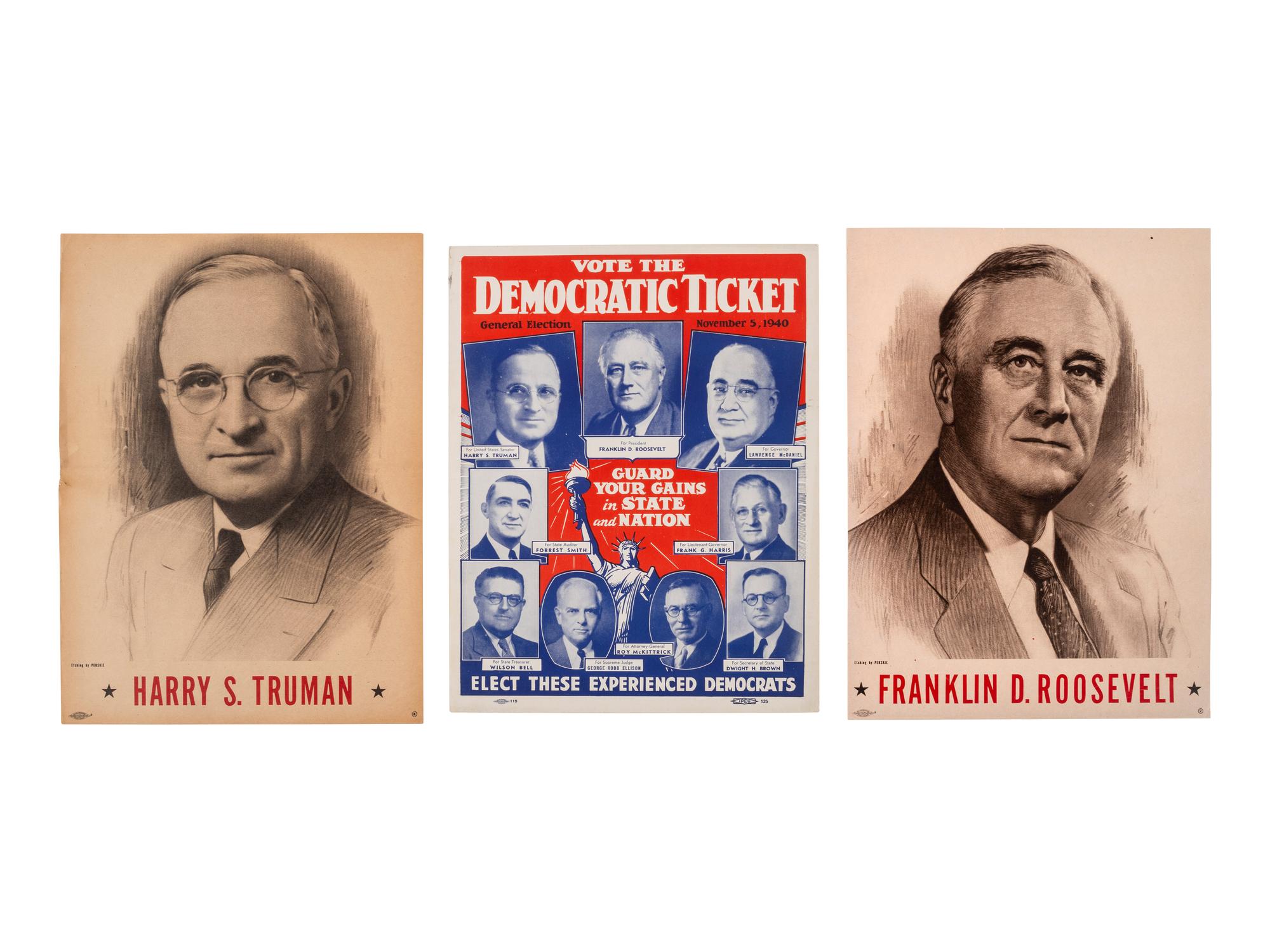 [ROOSEVELT, Franklin Delano (1882-1945). A large group of broadsides, pamphlets, tickets, and other campaign ephemera.