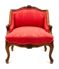 A Louis XV Style Walnut Bergère
