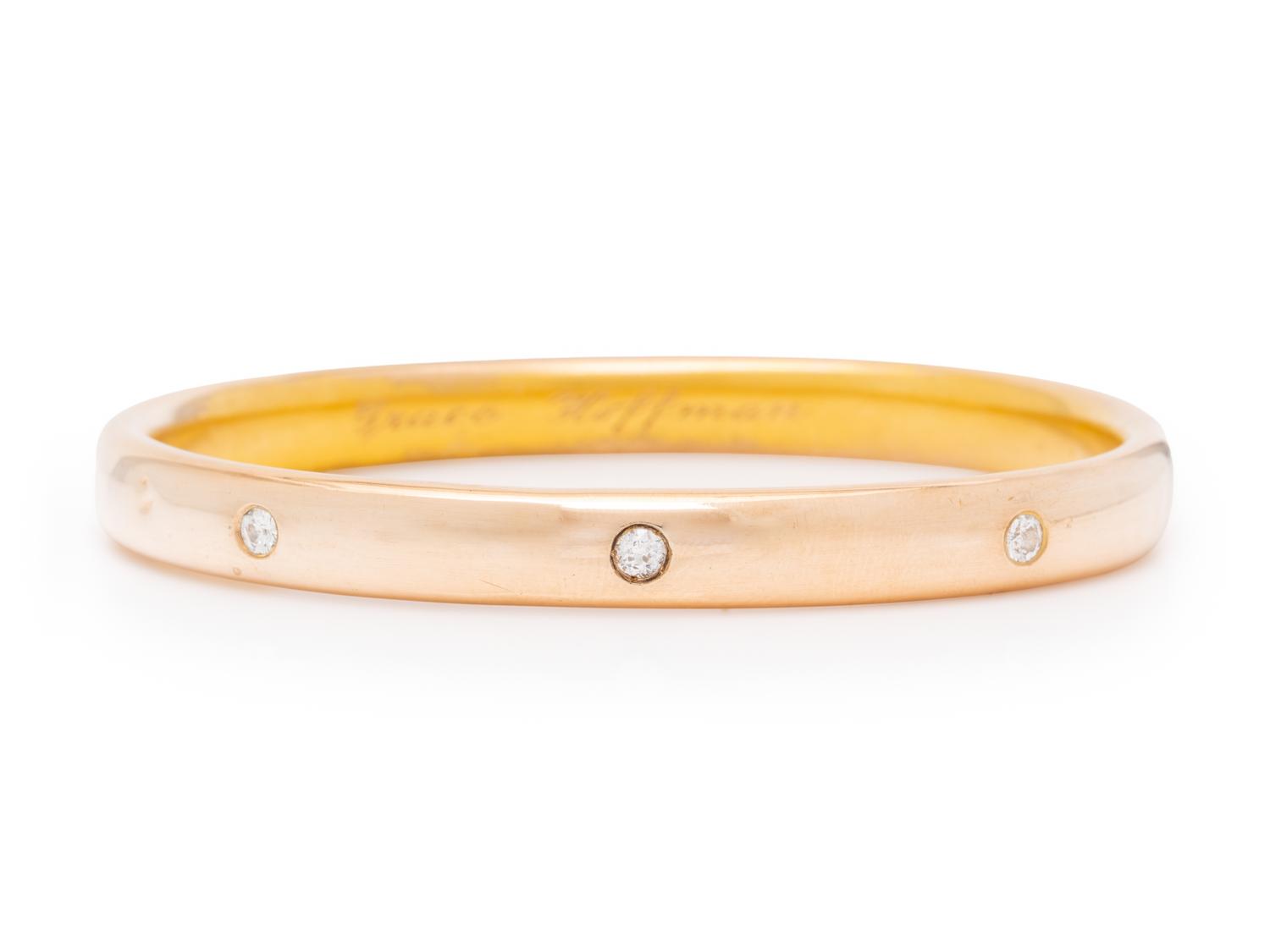 BICOLOR GOLD AND DIAMOND BANGLE BRACELET