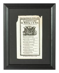 [CIVIL WAR]. A group of 2 items mourning the loss of Elmer Ellsworth, incl. gem-sized tintype memorial pin and illustrated broadside.