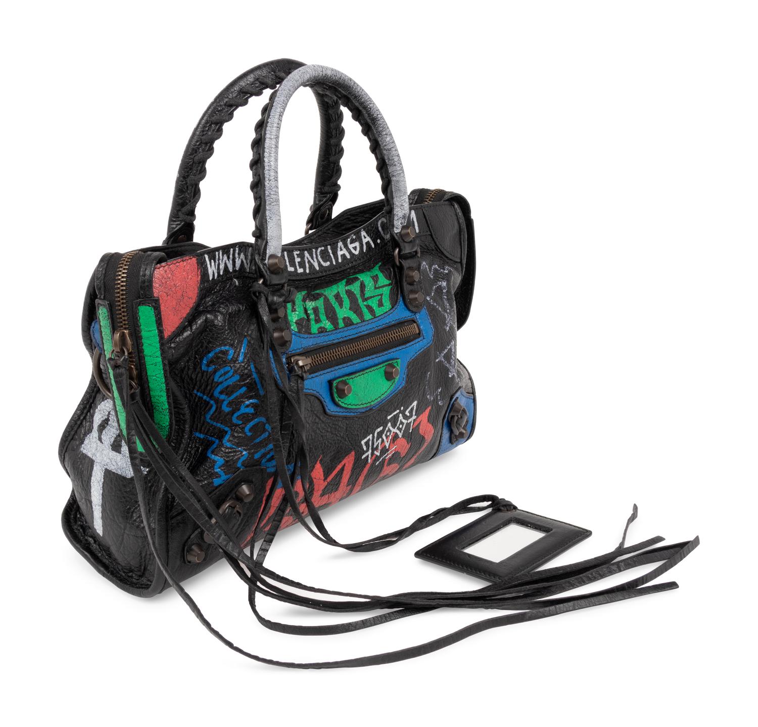 Balenciaga Leather Graffiti Shoulder Bag, Spring/Summer 2018