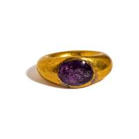 A Late Hellenistic Gilt-Iron and Amethyst Finger Ring with the God Serapis