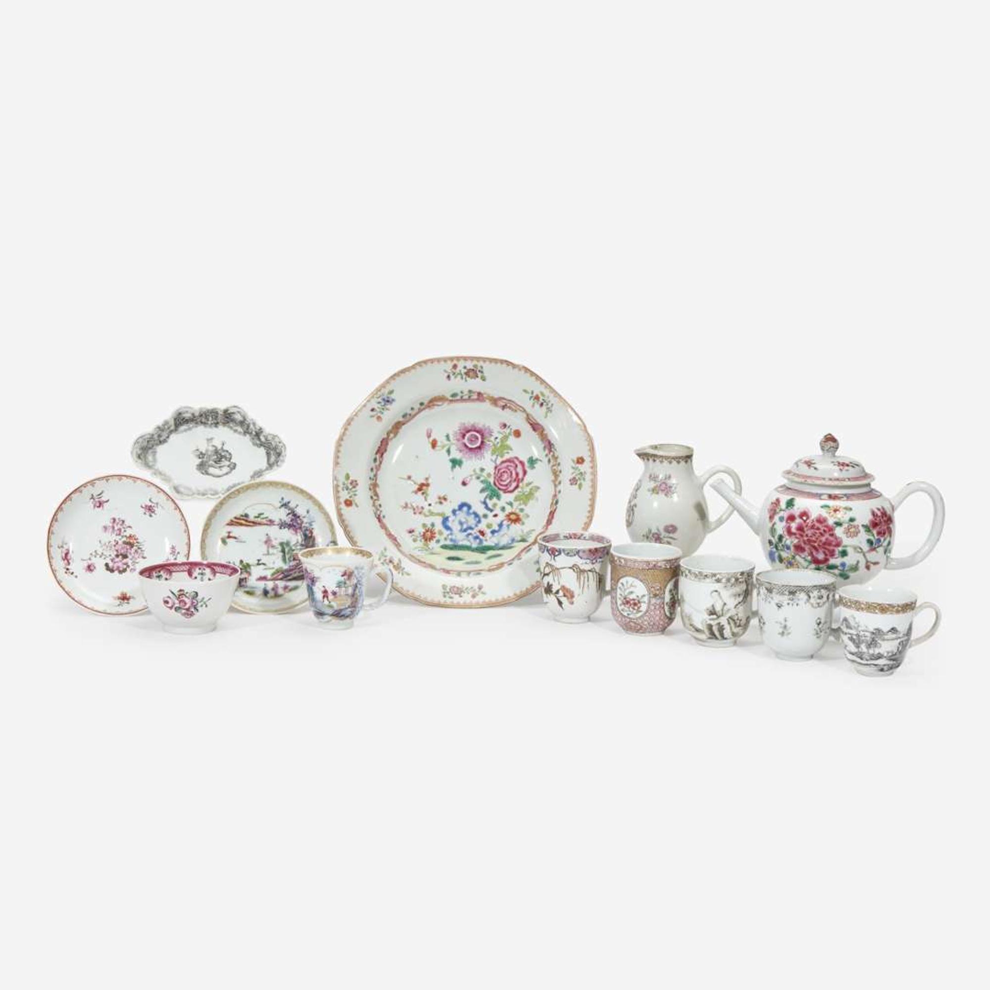 A group of thirteen Chinese Export porcelain tablewares 18th century