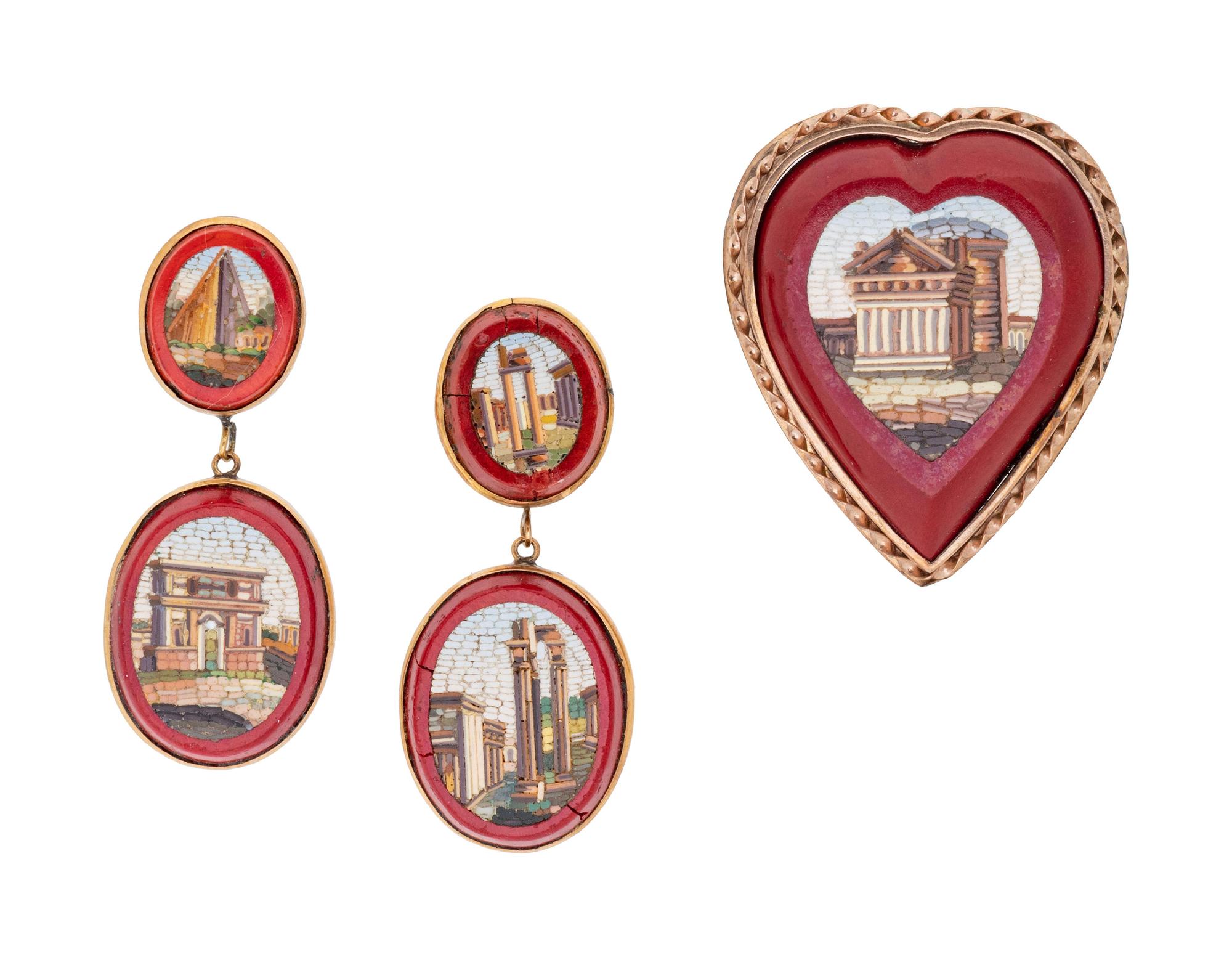 A Collection of Yellow Gold and Micromosaic Jewelry,