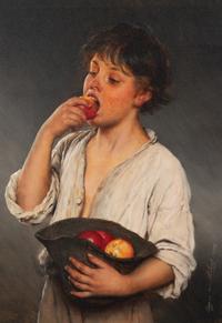 Boy Enjoying an Apple , 1886