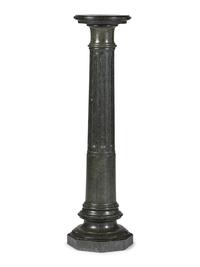 A Neoclassical Fluted Green Marble Octagonal-Base Pedestal