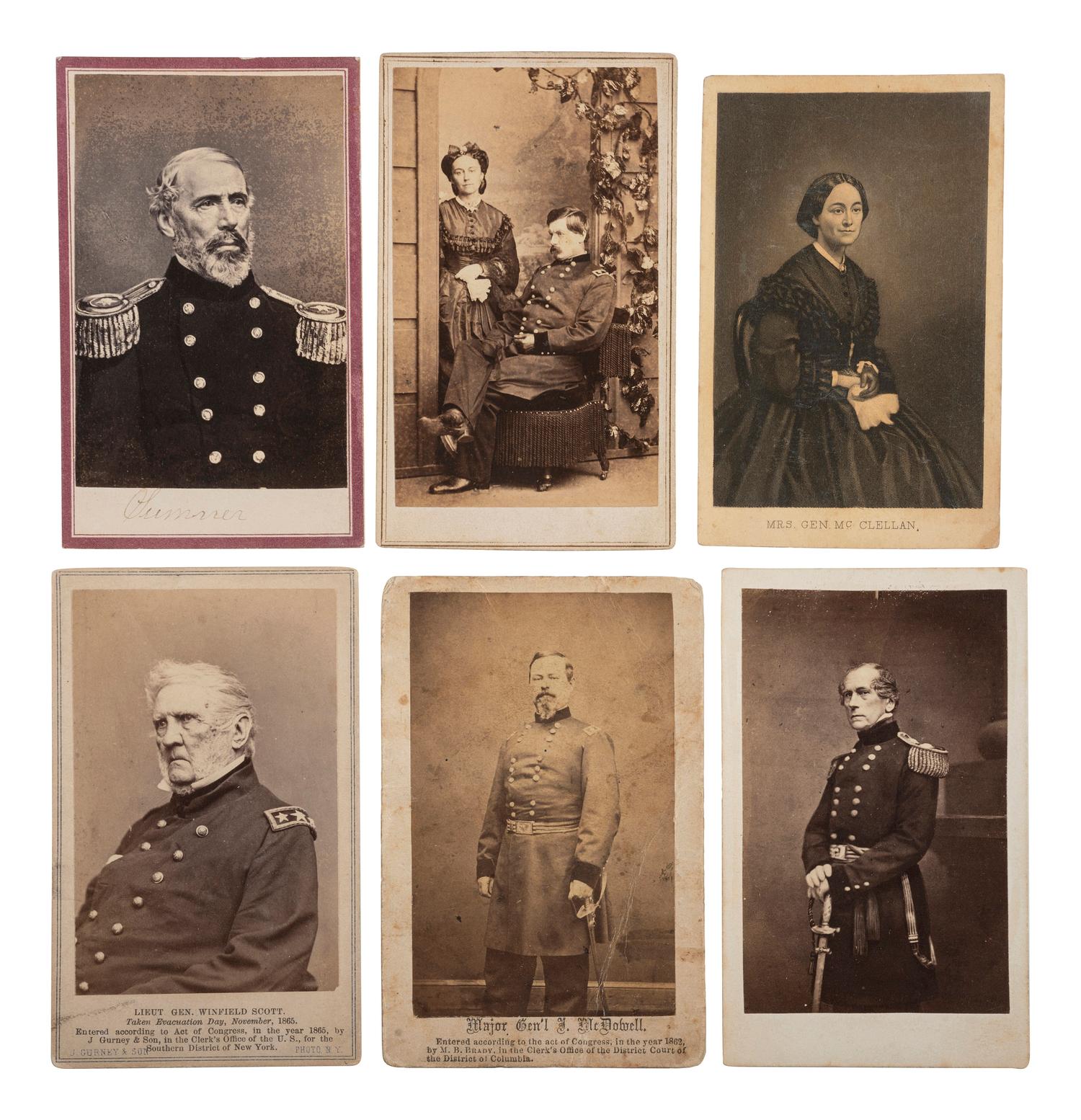 [CIVIL WAR - ARMY OF THE POTOMAC]. A group of 14 CDVs of Union generals, including Berry, Meagher, McClellan, and Stoneman.