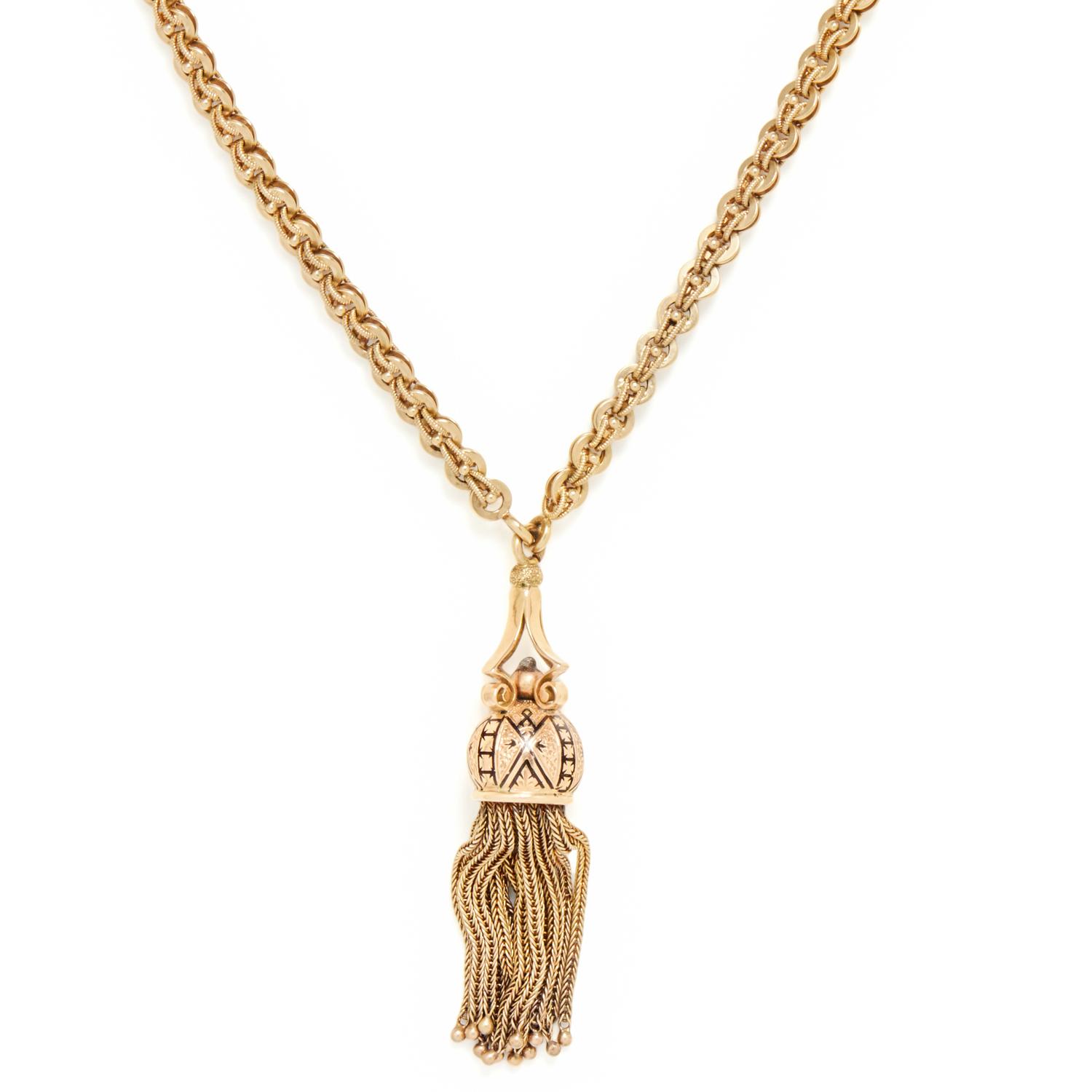 VICTORIAN, COLLECTION OF YELLOW GOLD AND BLACK ENAMEL JEWELRY