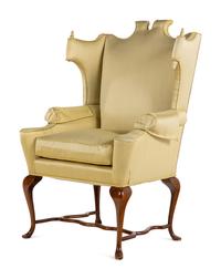 A Queen Anne Style Walnut Wing Chair