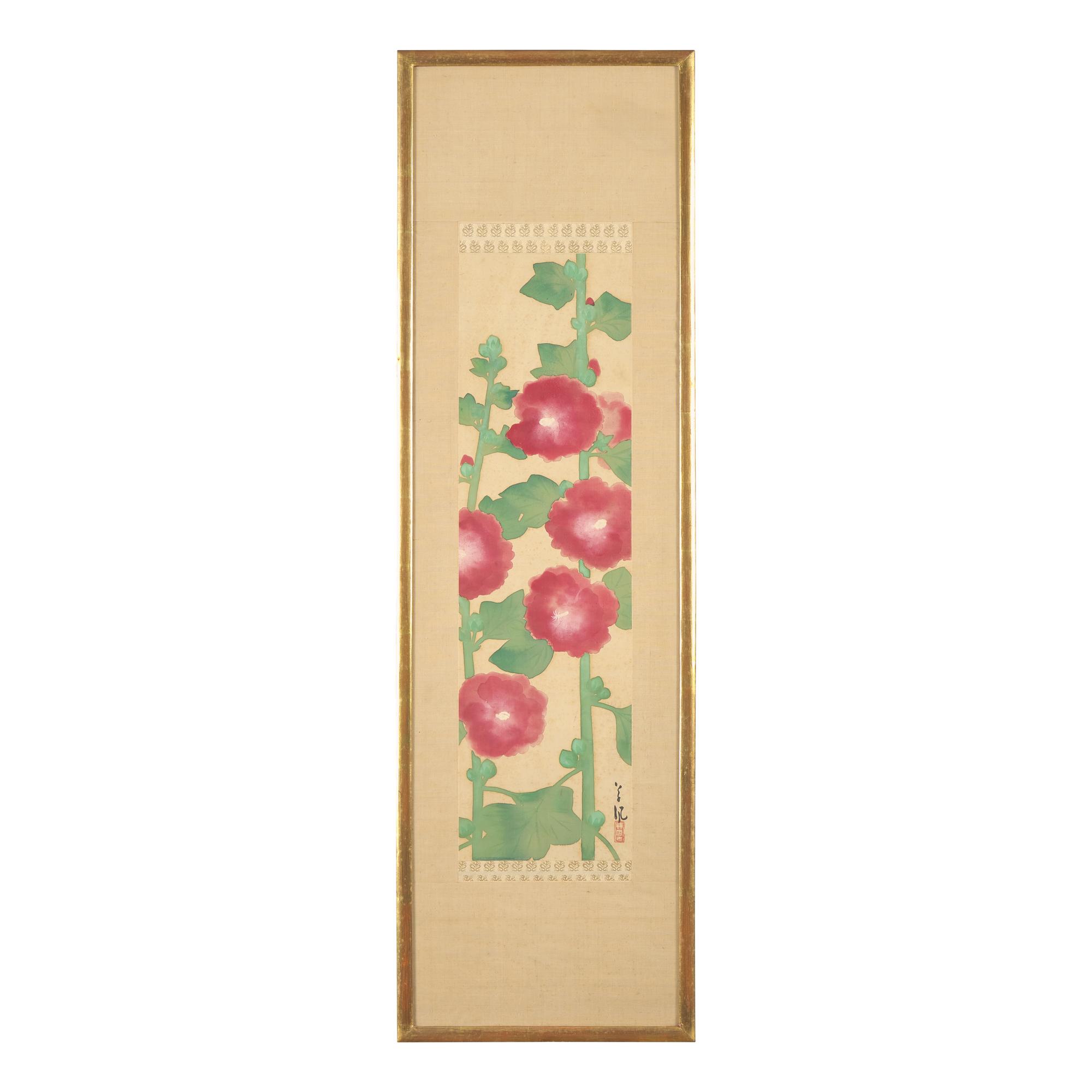 Japanese School, Hollyhocks — 佚名《蜀葵圖》
