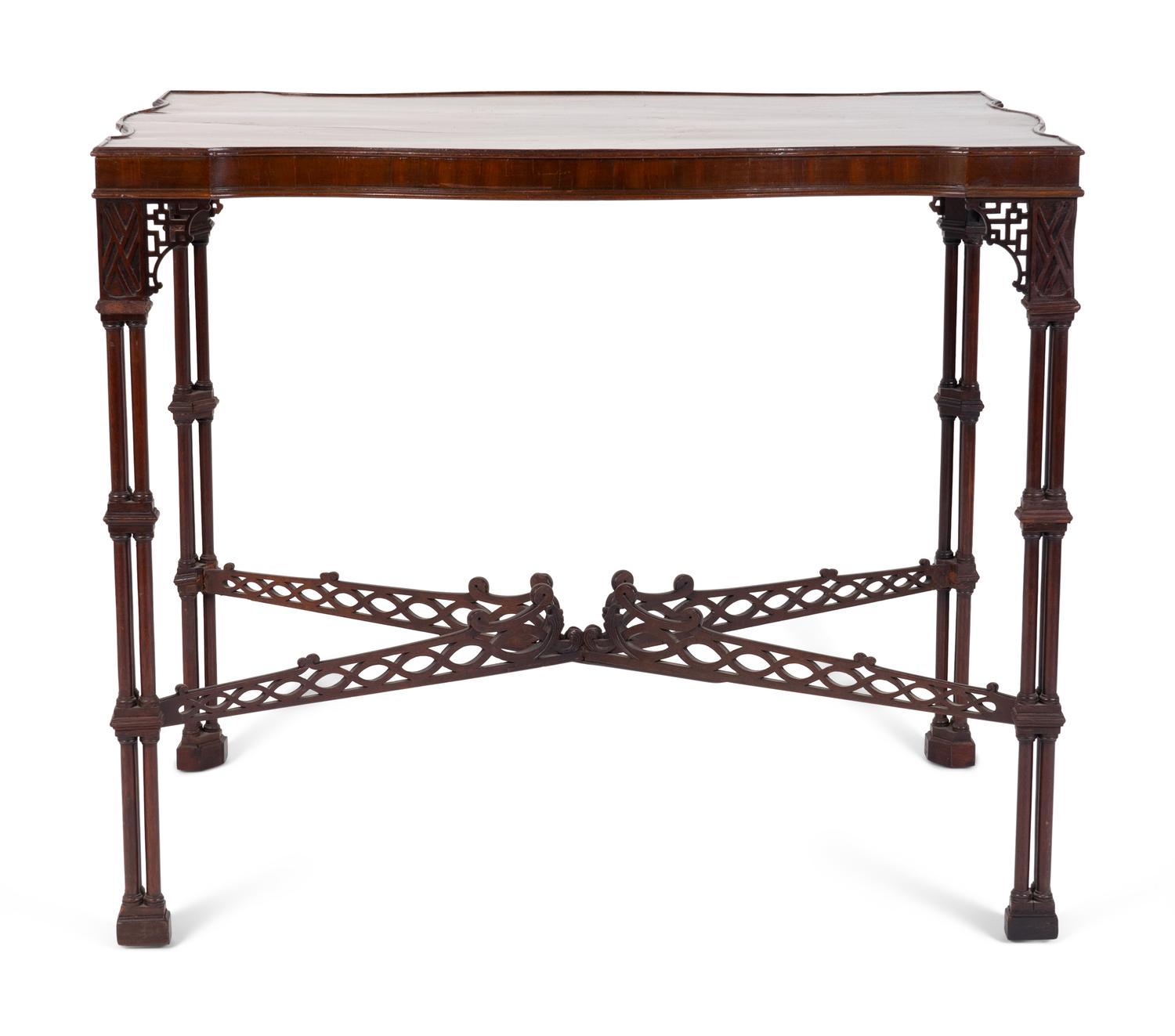 A George III Chinese Chippendale Style Mahogany Silver Table — LATE 18TH CENTURY