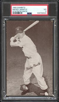 A 1962 Exhibits Mickey Mantle Baseball Card - Statistics Back (PSA 3 VG)