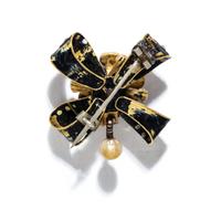 ANTIQUE, PEARL, RUBY AND ENAMEL BROOCH