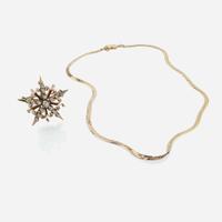 A Yellow Gold and Diamond Pinwheel Necklace
