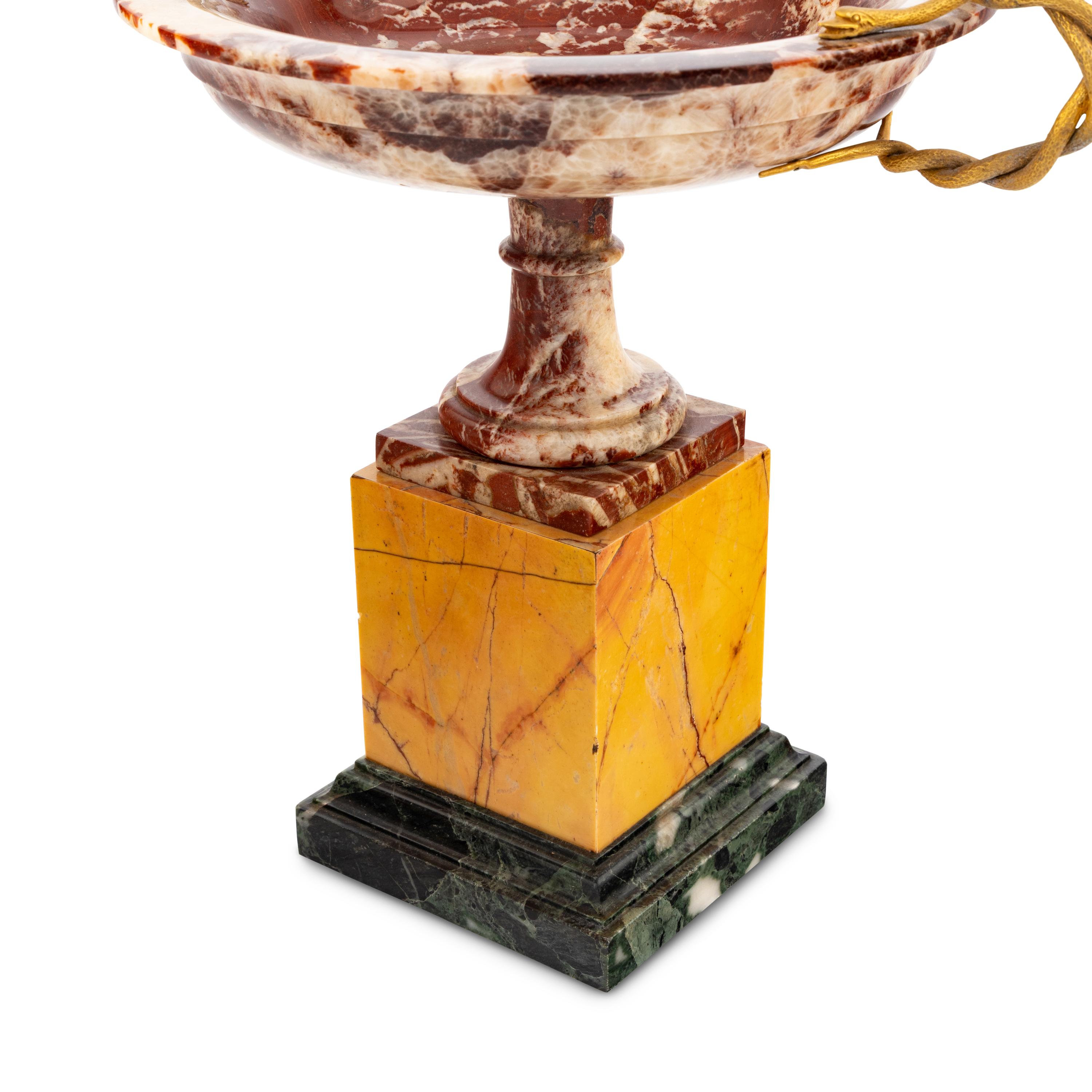 A Set of Four Gilt Bronze Mounted Marble Tazze