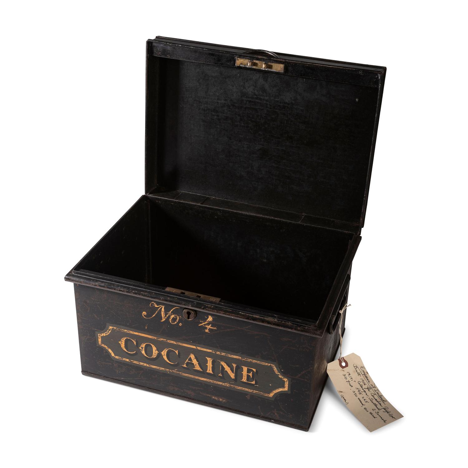 A Painted Tin Cocaine Storage Box