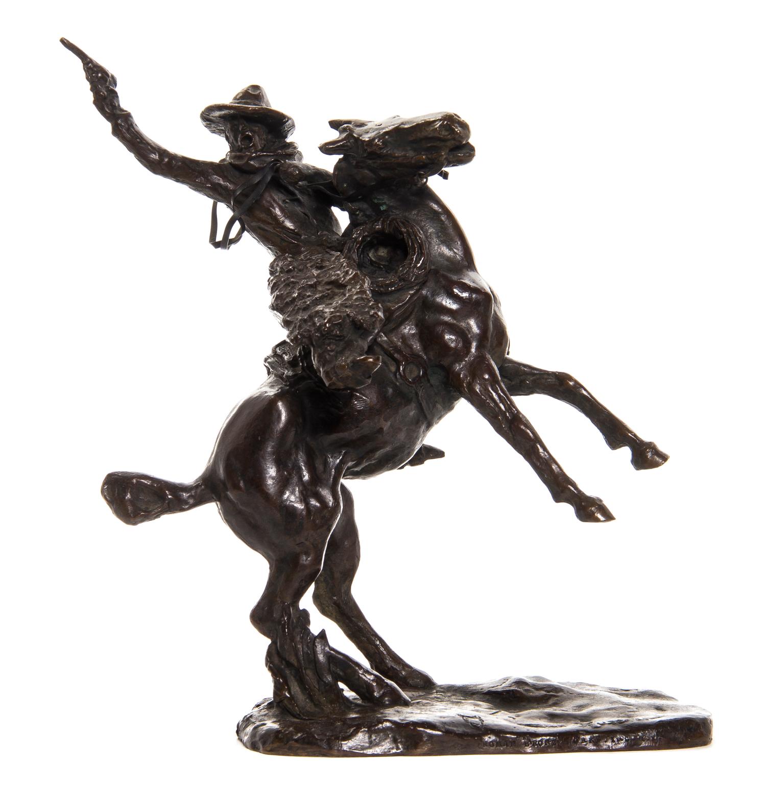 An American Bronze Figural Group, Charles M. Russell (1864-1926), Height 11 1/2 inches.