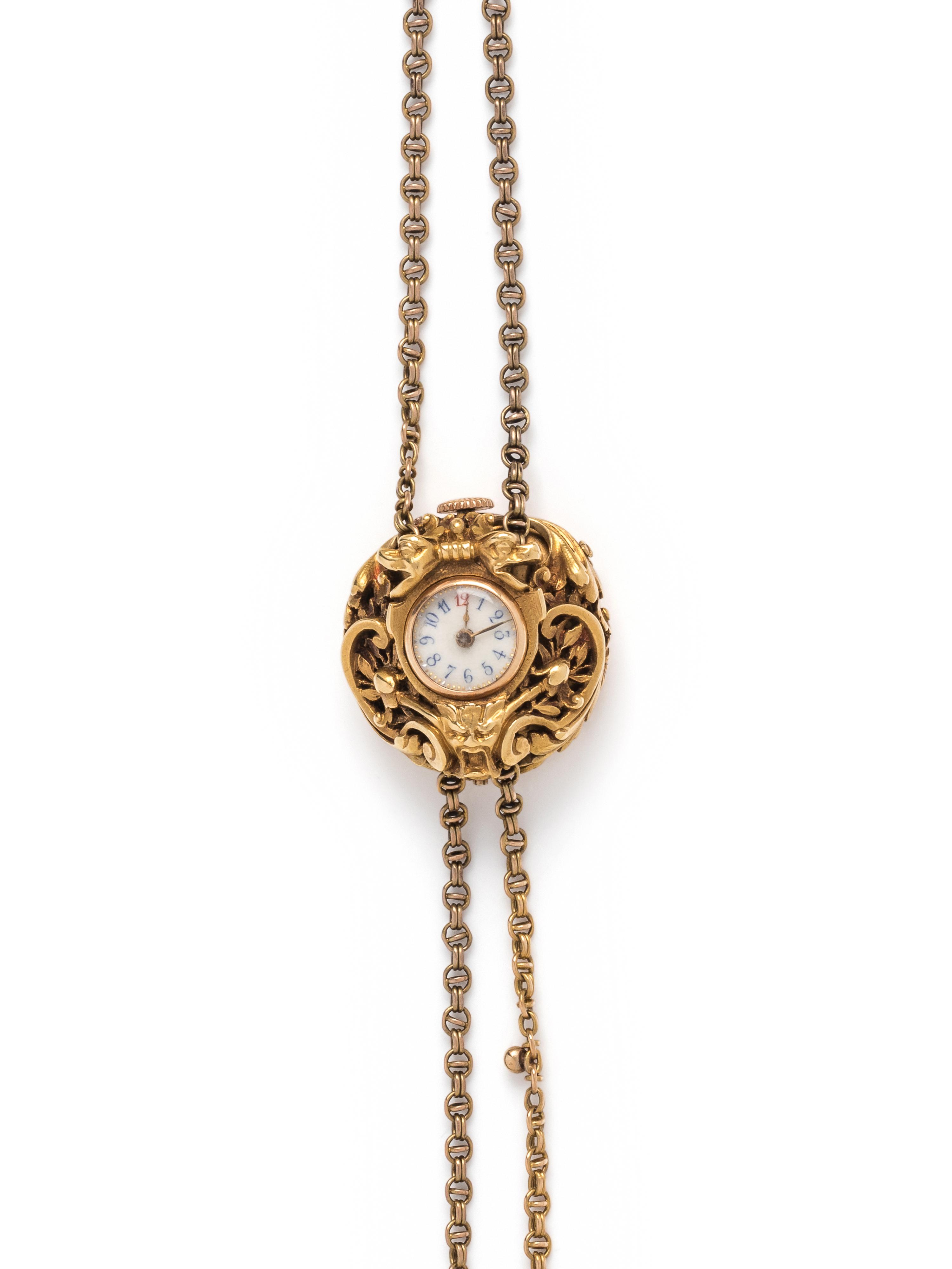 YELLOW GOLD PENDANT WATCH