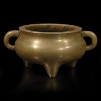 A Chinese bronze bombe tripod censer 三足铜炉 Xuande mark, Qing dynasty, probably 18th/early 19th century ??? ? ?????????