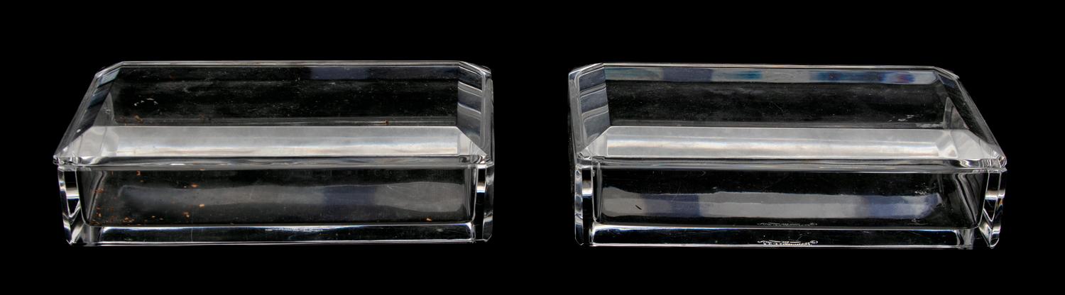 A Pair of Val St. Lambert Crystal Covered Boxes Width 8 inches. — 20TH CENTURY