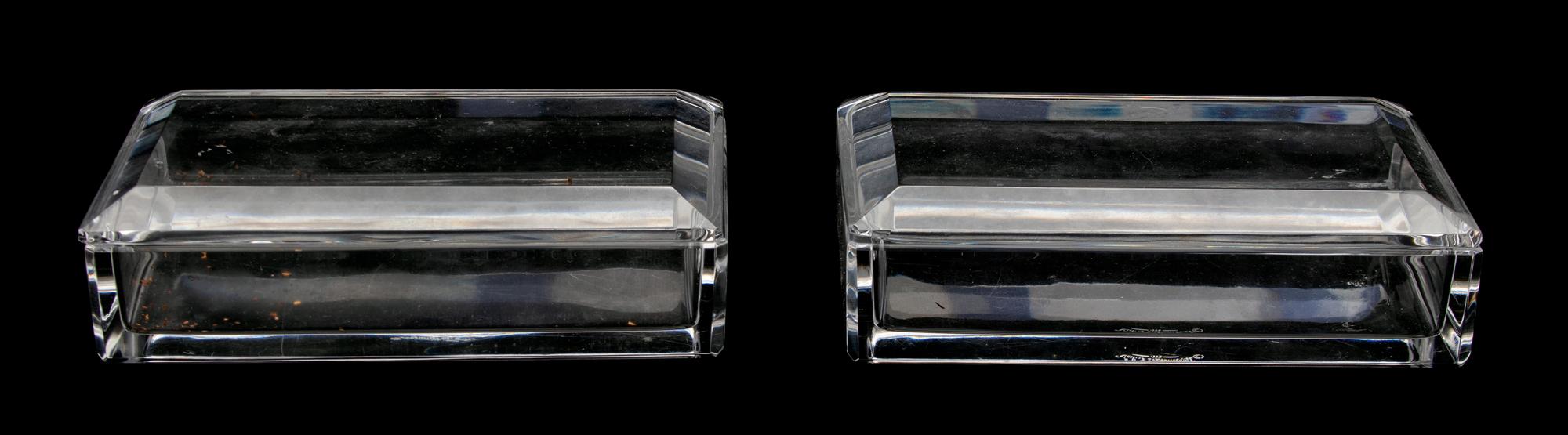 A Pair of Val St. Lambert Crystal Covered Boxes Width 8 inches. — 20TH CENTURY