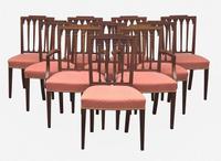 A set of ten Federal style square-back carved mahogany dining chairs, in the manner of Salem, MA, late 19th / early 20th century