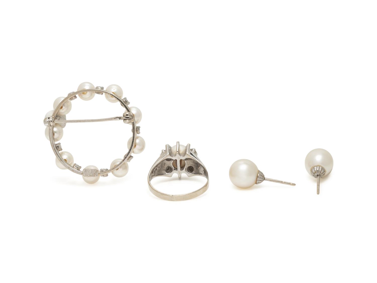 COLLECTION OF CULTURED PEARL AND DIAMOND JEWELRY