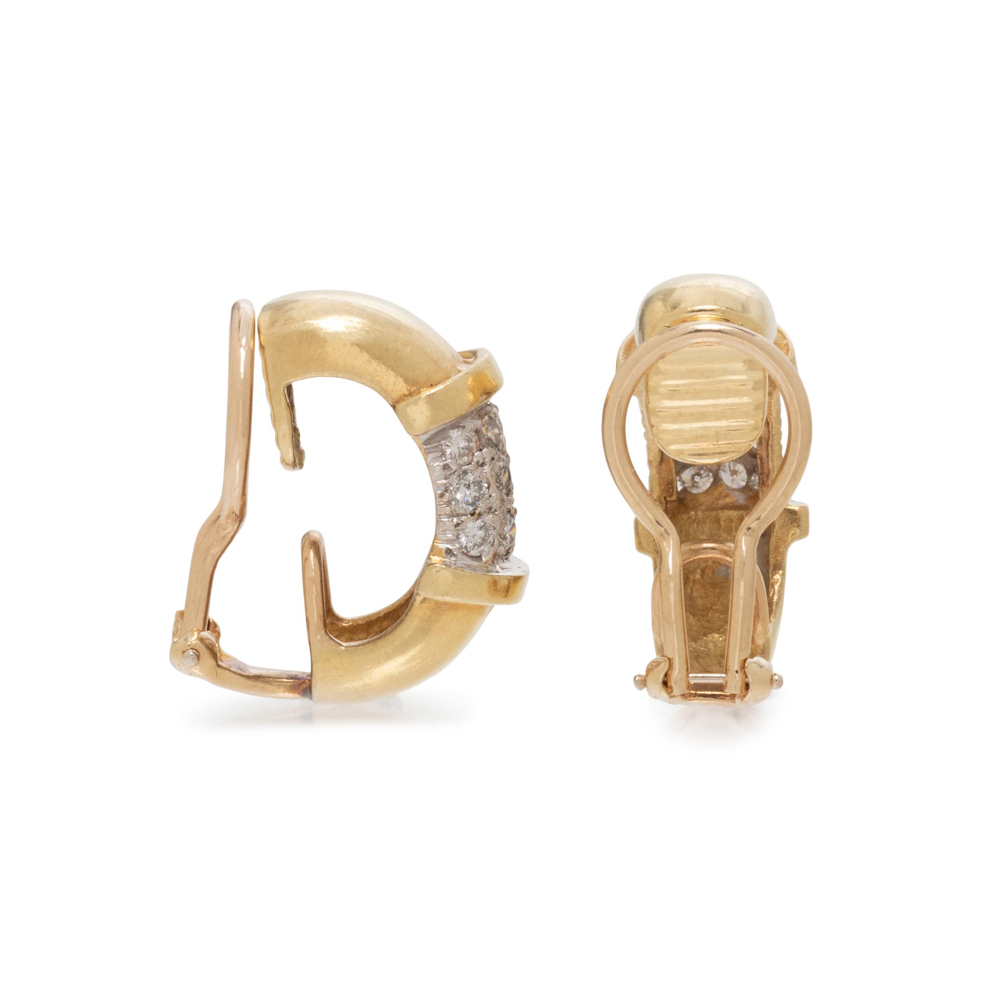 DIAMOND AND BICOLOR GOLD CLIP EARRINGS