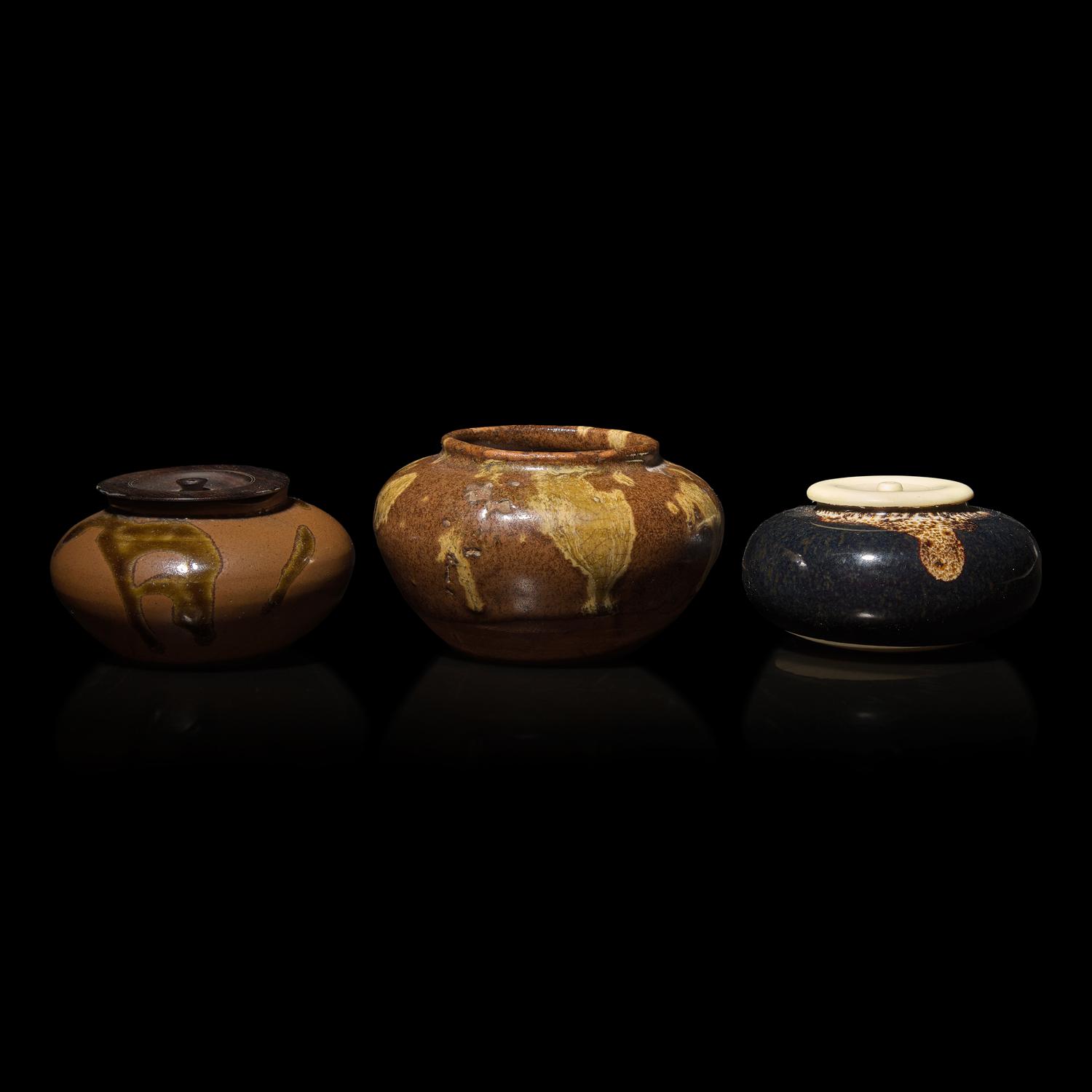 Three Japanese Compressed Globular Tea Caddies, Chaire , 17th/18th Century and Later