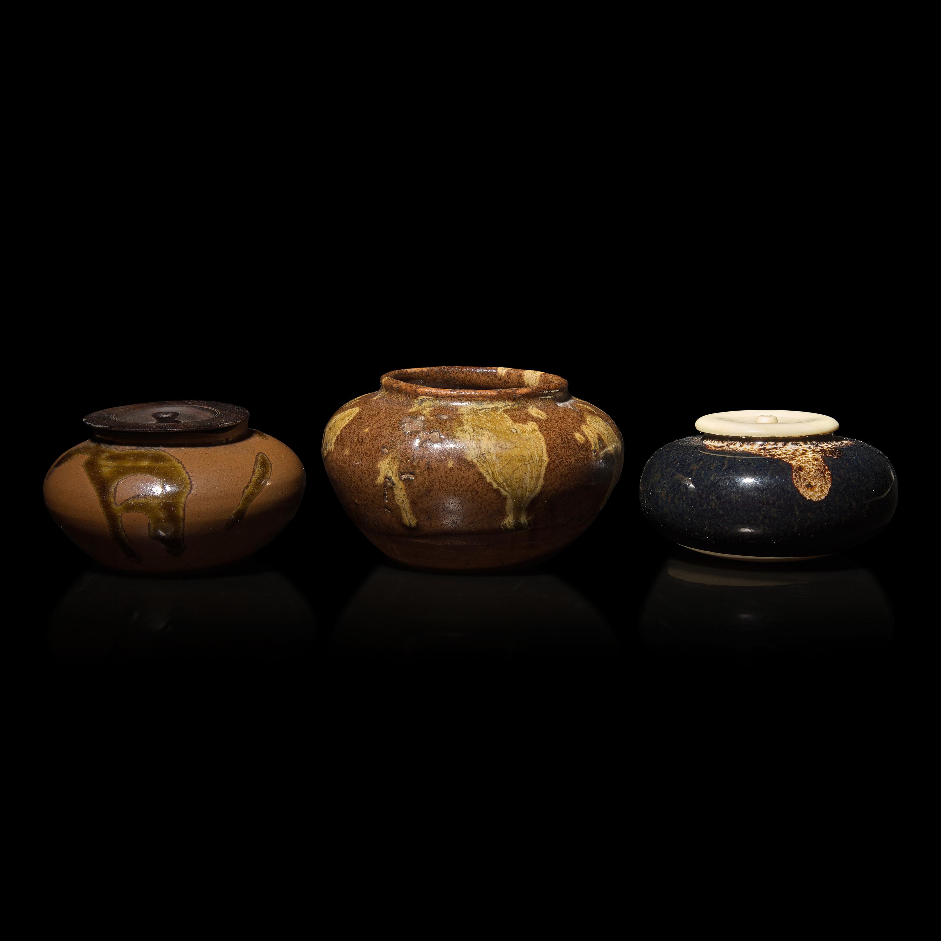 Three Japanese Compressed Globular Tea Caddies, Chaire , 17th/18th Century and Later