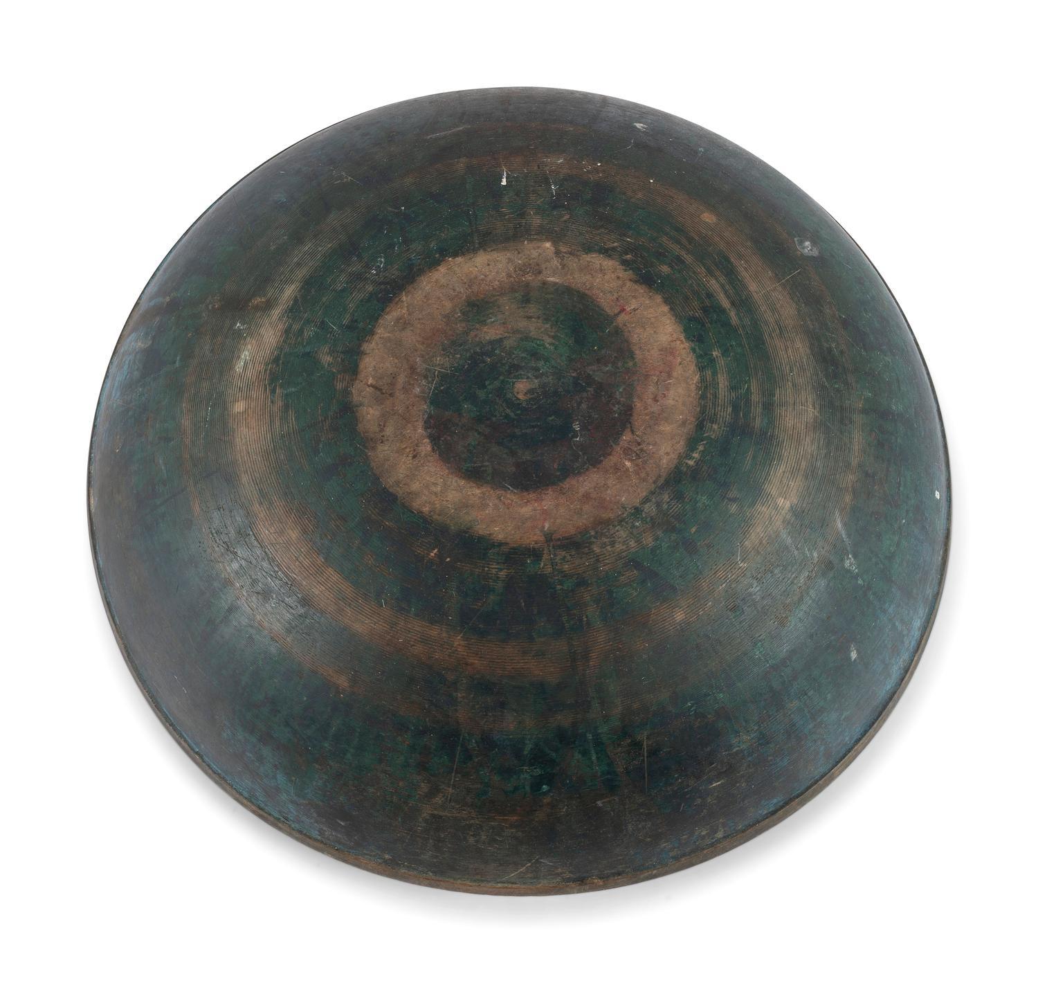 A Turned Wood Bowl in Blue Paint