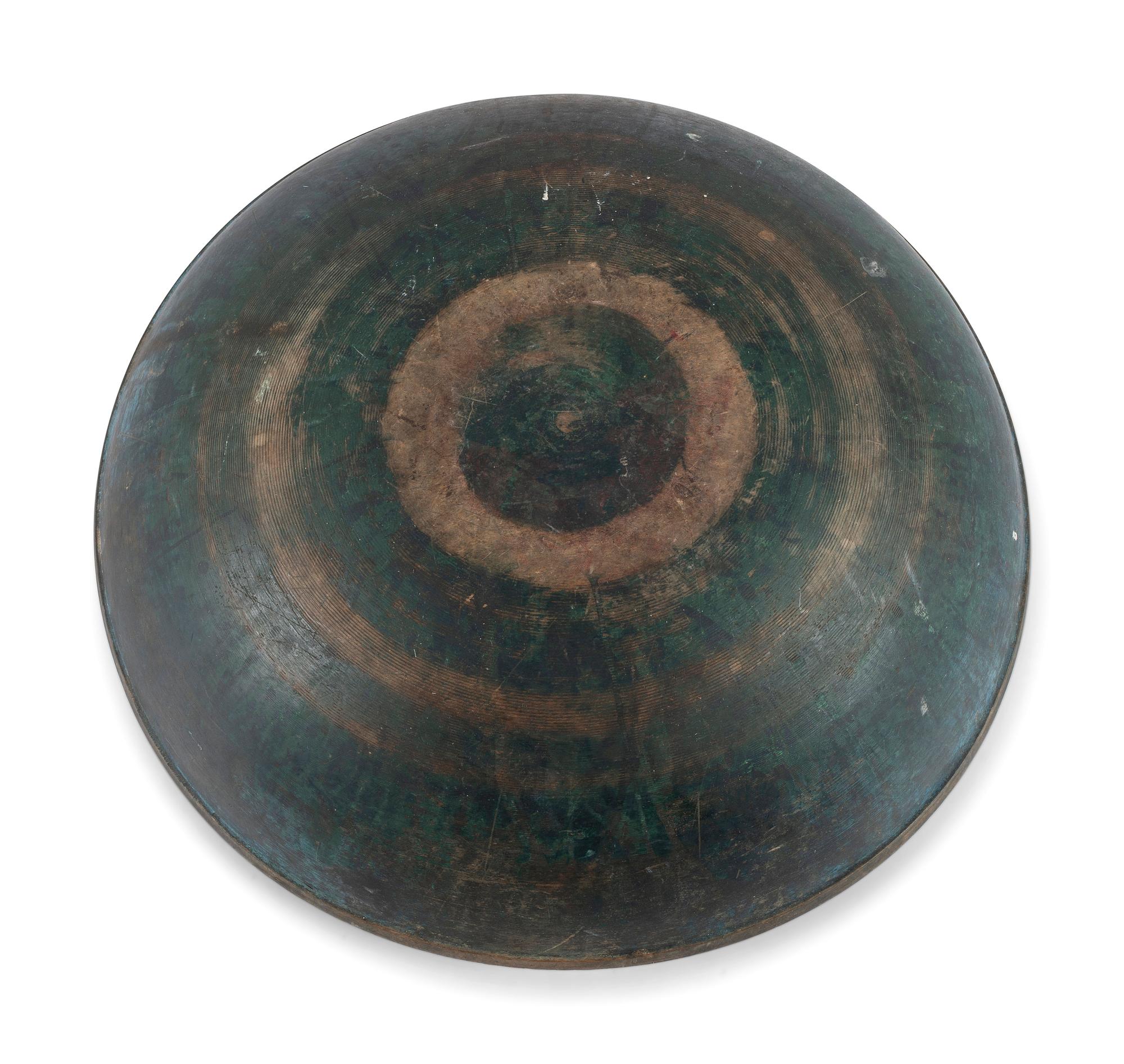 A Turned Wood Bowl in Blue Paint
