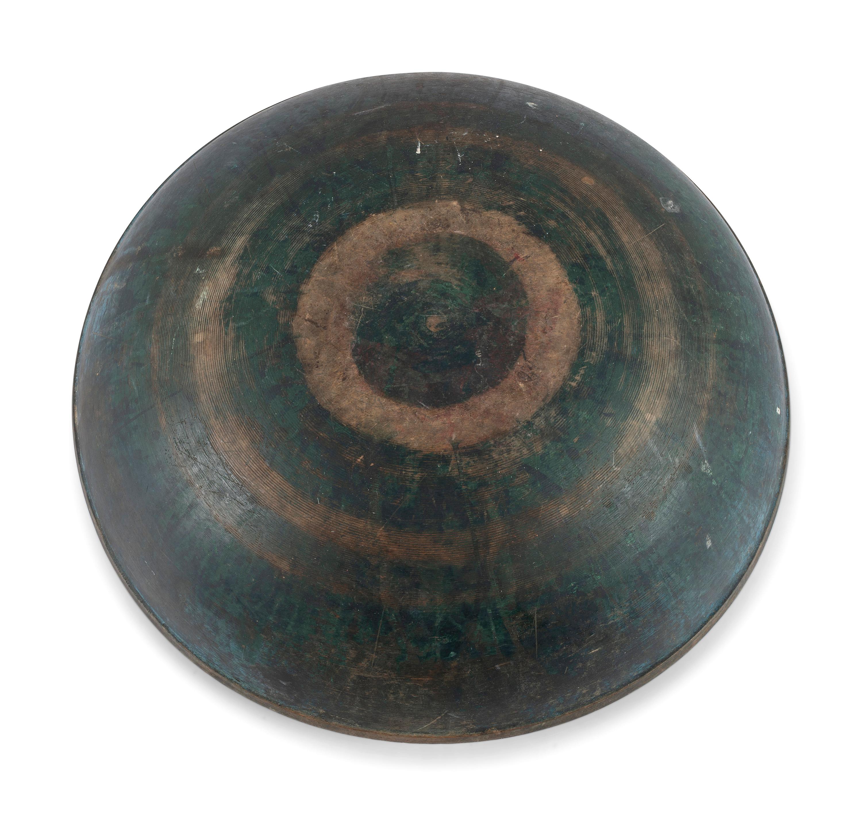 A Turned Wood Bowl in Blue Paint