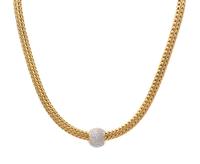 An 18 Karat Bicolor Gold Wheat Chain and Diamond Slide Pendant, John Hardy, 58.60 dwts.