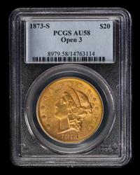 A United States 1873-S Liberty Head: Open 3 $20 Gold Coin