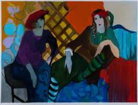 Itzchak Tarkay, (Israeli, 1935-2012), Ladies at a Cafe