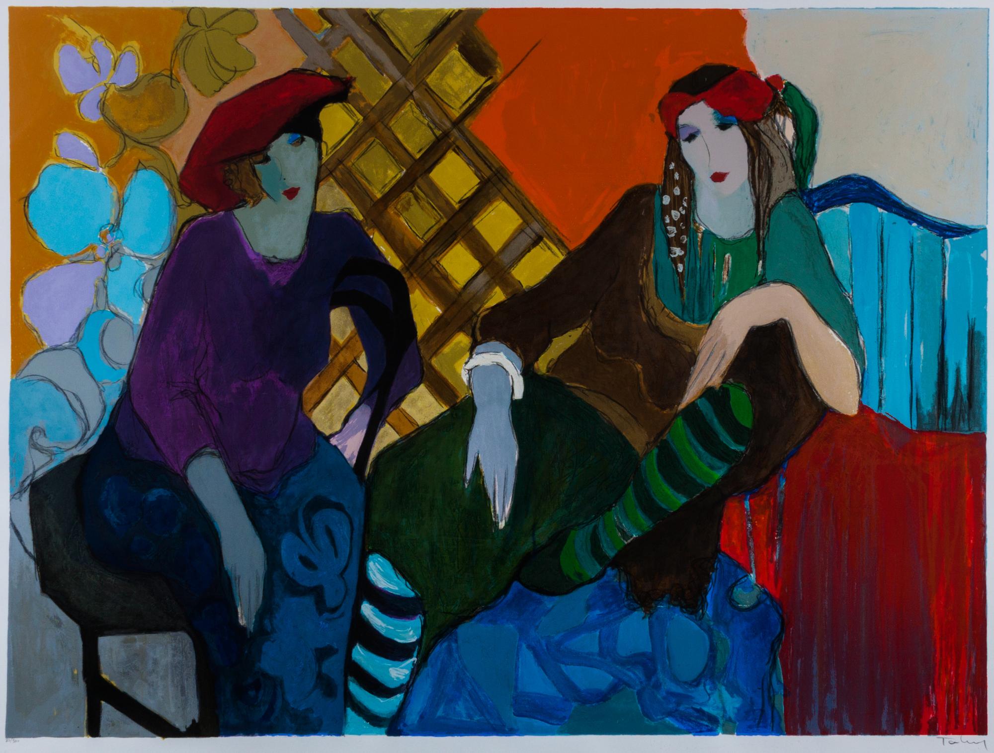 Itzchak Tarkay, (Israeli, 1935-2012), Ladies at a Cafe