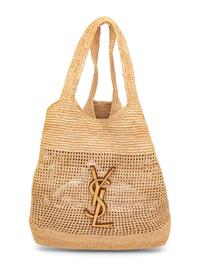 SAINT LAURENT RAFFIA ICARE TOTE WITH SUNGLASSES CASE