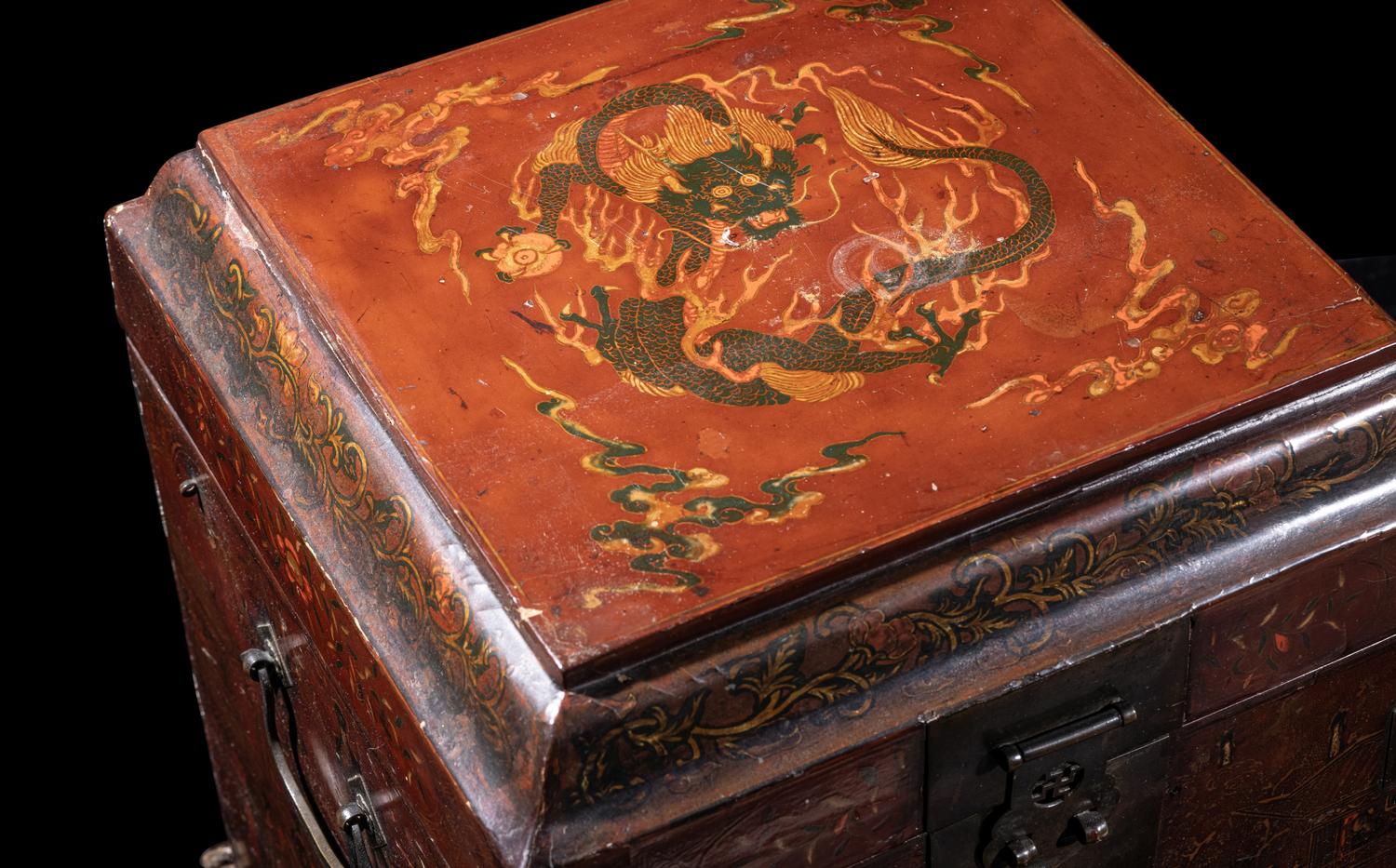 A Chinese Red Lacquer Seal Chest, Guanpixiang