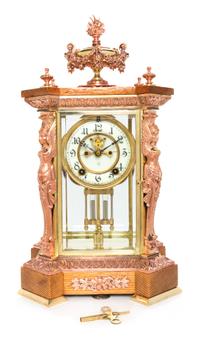 An Ansonia Regulator Mantel Clock Height 17 inches.