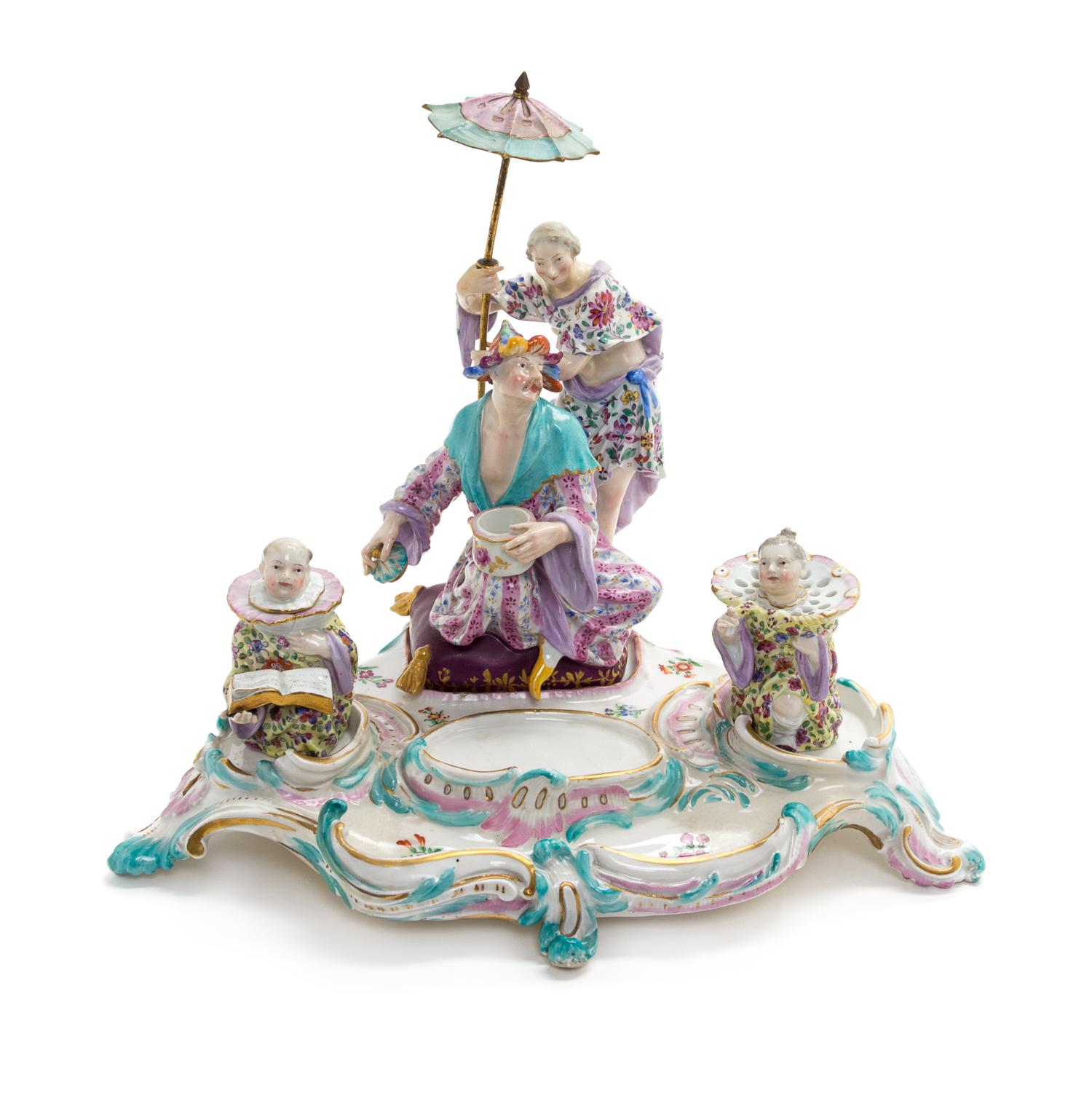 A Meissen Porcelain Encrier Width 14 1/2 inches. — 19TH CENTURY