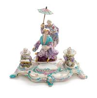 A Meissen Porcelain Encrier Width 14 1/2 inches. — 19TH CENTURY