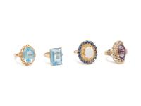 COLLECTION OF YELLOW GOLD AND MULTIGEM RINGS