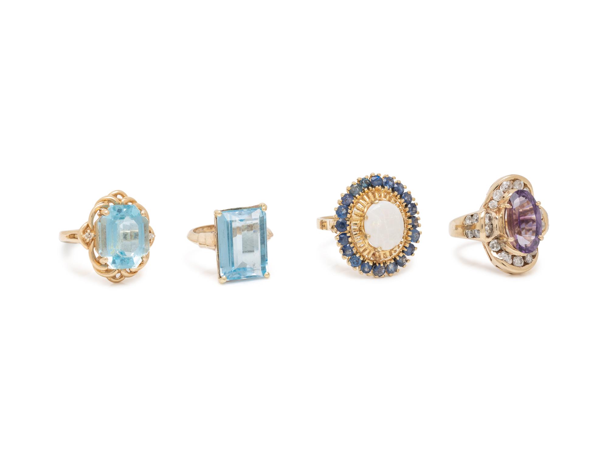 COLLECTION OF YELLOW GOLD AND MULTIGEM RINGS