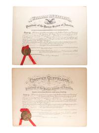 [POLITICS]. A group of presidential postmaster appointments signed by Grover CLEVELAND, William McKINLEY, and Theodore ROOSEVELT.