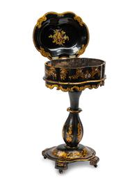 A Victorian Papier-Mâché and Mother-of-Pearl Work Table