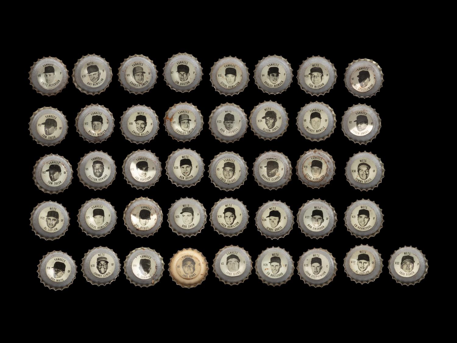 A Group of 41 1968 New York Yankees and New York Mets Coke Bottle Caps (Including Mickey Mantle),