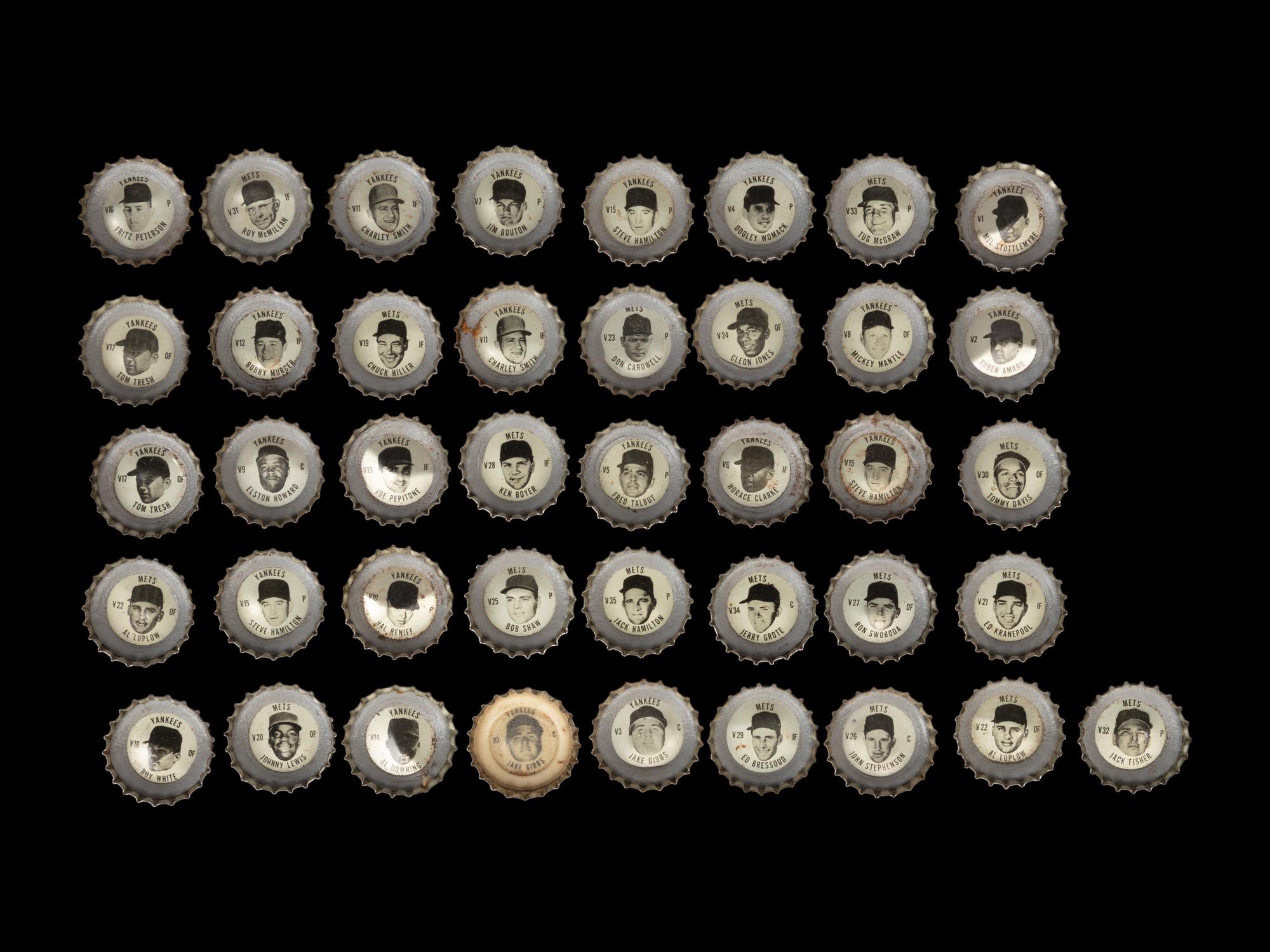 A Group of 41 1968 New York Yankees and New York Mets Coke Bottle Caps (Including Mickey Mantle),
