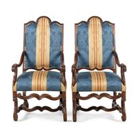 A Pair of Louis XIII Walnut Fauteils